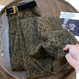 DAIIIBABYYY  -  Leopard Print Womens Jeans High Waist Vintage Straight Baggy Denim Pants Street Hottie Y2K American Style Wide Leg Denim Trouser