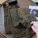 DAIIIBABYYY  -  Leopard Print Womens Jeans High Waist Vintage Straight Baggy Denim Pants Street Hottie Y2K American Style Wide Leg Denim Trouser