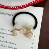 DAIIIBABYY  -  Korean New Cute 4.5cm Stereoscopic Bow Hair Tie Hair Clip For Sweet Girls Rhinestones Acetate Hair Rope Duckbill Clip