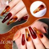 Daiiibabyyy 7ml Translucent Jelly Amber Gel Nail Polish Brown Coloured Varnish Gel Long Lasting Semi Permanent UV Nail Art Manicure