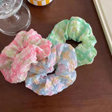 DAIIIBABYYY  -  Spring Summer Simple Fresh Plaid Hair Ties Rope Girl Green Pink Scrunchies Cute Sweet Fairy Bun Ponytail Holder Gum Rubber Bands