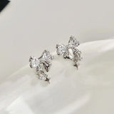 DAIIIBABYYY  -  Korean Fashion Bow Knot Stud Earrings Y2K Women Girls Sweet Sparkling Zircon Crystal Heart Cute Ear Studs Party Jewelry Gifts