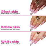 DAIIIBABYYYY  -  24pcs 3D Flowers Design Press on Nails Gradient Sweet Pink False Nails Patch French Long Almond Fake Nails Tips for Girls