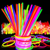 Daiiibabyyy 100pcs Night Glow Sticks Colorful Glow Necklaces Bracelets Cheer Tube Dark Light for Birthday Wedding Party Supplies