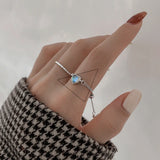 Daiiibabyyy 925 Stamp Silver Color Ring for Women Girl Gift Multilayer Retro Black Rectangular Chain Sterling Jewelry Dropshipping