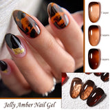 Daiiibabyyy 7ml Translucent Jelly Amber Gel Nail Polish Brown Coloured Varnish Gel Long Lasting Semi Permanent UV Nail Art Manicure