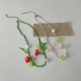 Daiiibabyyy Korean Summer Flower Acrylic Beaded Necklace for Our Party Fashion Jewelry