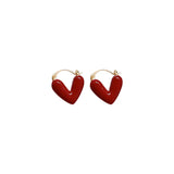 DAIIIBABYYY  -  Vintage Red Enamel Love Heart Hoop Earrings For Women 2024 Elegant Dripping Oil Temperament Earrings Wedding Jewelry Gifts