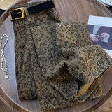 DAIIIBABYYY  -  Leopard Print Womens Jeans High Waist Vintage Straight Baggy Denim Pants Street Hottie Y2K American Style Wide Leg Denim Trouser