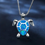 DAIIIBABYYY  -  Steel Fun Jewelry Sea Turtle Animal Pendant Female Blue Crystal Wedding Jewelry Charms Necklace For Women Neck Chain Accessories