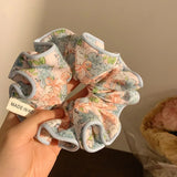 DAIIIBABYYY  -  New Fabric Floral Large Scrunchies Cute Pink Blue Elastic Hair Band Elegant Sweet Girls Hair Rope Sunny Ponytail Holder Headband