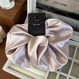 DAIIIBABYYY  -  12cm Diameter Oversized Scrunchies Satin Fabric Solid White Pink Black Rubber Bands Girls Elegant Ponytail Holder Hair Ties Rope