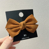 DAIIIBABYYY  -  Vintage Autumn Winter New Suede Temperament Velvet Fabric Bow Hair Clip Duck Beak Clip Hair Accessories