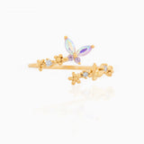 DAIIIBABYYY  -  New Ins Cute Gradient Butterfly Ring For Women Gold-plated Copper Colorful Adjustable Butterfly Rings Fashion Aesthetic Jewelry