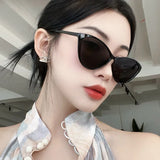 DAIIIBABYYY  -  Retro Frame Cat Eye Sunglasses Women Trendy Vintage Brand Designer Sunglasses Eyewears Punk One Piece Shades Streetwear