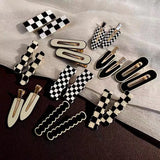 Daiiibabyyy 2/4/6Pcs Hairpin Women Checkerboard Plaid Hair Clip Korean Trend Acrylic Bangs Broken Hairpin Duckbill Girl Hair Accessories