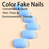 DAIIIBABYYY  -  24pcs Solid Color False Toenails Summer Glossy Fake Toenails Wearable Full Cover Ins Square Fake Toenail Patch for Girl Women