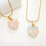 Daiiibabyyy Romantic Heart Opal Pendant Necklace for Women Sweet Fluorescent Powder Crystal Binding Love Choker Accessories Fashion Jewelry