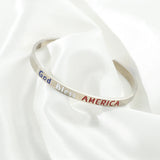 DAIIIBABYYY  -  God Bless America Bangle Stainless Steel Carvings Letter Bracelets for Women Jewelry Accessories