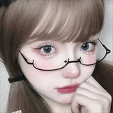 DAIIIBABYYY  -  Harajuku Half Frames Glasses Women Vintage Metal Oval No Lens Optical Spectacles Eyewear Girls Cosplay Photography Eyeglasses