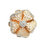 Daiiibabyyy 1PC Luxury Big Flower Zircon Rings Women Indian Jewelry Classic Hollow Gold Color Adjustable Ring Female Girls Gifts