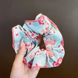 DAIIIBABYYY  -  Elastic Scrunchies Women Flower Hair Band Vintage Ponytail Holder Floral Hair Tie Fashion Hair Rubber Bands Hair Accessories