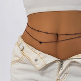 DAIIIBABYYY  -   Gothic Black Paint Double Layer Metal Waist Chain For Women Trendy Iron Bead Belly Chain Sexy Punk Summer Body Jewelry