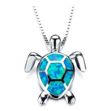 DAIIIBABYYY  -  Steel Fun Jewelry Sea Turtle Animal Pendant Female Blue Crystal Wedding Jewelry Charms Necklace For Women Neck Chain Accessories