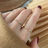 DAIIIBABYYY  -  INS Stainless Steel Rainbow Color Cubic Zircon Stone Finger Rings for Women Gold Color Waterproof Stars Ring Jewelry Gift