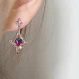 DAIIIBABYYY  -  Personality Design Purple Star Crystal Drop Dangle Earrings for Women Charm Heart Zircon Stud Earring Cute Jewelry Accessories