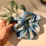 DAIIIBABYYY  -  1pcs Ancient Style Colorful Blue Green Oil Painting Scrunchies Large Hair Tie Ropes Women Elegant Ponytail Holder Girls Headwear