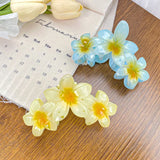 DAIIIBABYYY  -  Korean New Fashion 11cm Large Plumeria Candy Colored Flower Hair Clip Simple Plumeria Plastic Shark Clip Hair Accessories