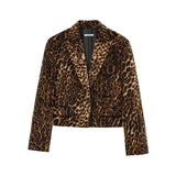 DAIIIBABYYY  -  Women Autumn Leopard Print Blazer Woman Fashion Lapel Pocket Decorate Casual Short Coat Street Style Jacket Top Mujer