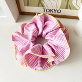 DAIIIBABYYY  -  Oversized Niche Design Vintage Plaid Large Bowel High Elastic Hair Rope  Fashion Ballet Style Scrunchie Ruffled Headpiece