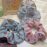 DAIIIBABYYY  -  12cm Bear Cute Oversized Scrunchies Fabric Cotton Plaid Hair Ropes Ties Women College Girls Floral Rubber Bands Fashion Headwear