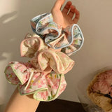 DAIIIBABYYY  -  Elastic Scrunchies Women Flower Hair Band Vintage Ponytail Holder Floral Hair Tie Fashion Hair Rubber Bands Hair Accessories