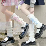 DAIIIBABYYY  -  Lolita Leg Warmer Women Girls Y2K Sweet Gothic Ribbon Long Socks Winter Versatile Knitted Cuffs Ankle Warmer Fashion Accessories