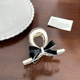 DAIIIBABYYY  -  New Creative Design Geometric Black And White Color Bowknot Hollow Hair Clip Retro Acetate High Ponytail Shark Clip