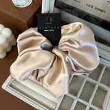 DAIIIBABYYY  -  12cm Diameter Oversized Scrunchies Satin Fabric Solid White Pink Black Rubber Bands Girls Elegant Ponytail Holder Hair Ties Rope