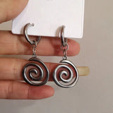 DAIIIBABYYY  - Grunge Jewelry Stainless Steel Swirl Earrings Cool Korean Charms Hoop Earrings for Women Goth Fashion Accessories Cute Punk