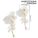 DAIIIBABYYY  -  Elegant Colorful White Scallop Flowers Pendant Earrings for Women Exaggerated Long Drop Earrings Party Dinner Jewelry