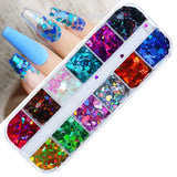 Daiiibabyyy Nail Sequins Irregular Heart Laser Sparkly Butterfly Design Nail Art Decoration Set Nail Glitter Flakes for UV Gel Manicure