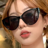 DAIIIBABYYY  -  Retro Frame Cat Eye Sunglasses Women Trendy Vintage Brand Designer Sunglasses Eyewears Punk One Piece Shades Streetwear