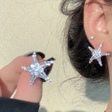 Daiiibabyyy -  Flashing Star Ear Ring Ear Studs Fashion Shinning Starfish Star Moon Heart Zircon Earrings Set Women Minimalist Ear Jewelry Gift