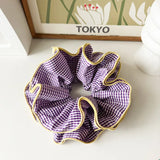 DAIIIBABYYY  -  Oversized Niche Design Vintage Plaid Large Bowel High Elastic Hair Rope  Fashion Ballet Style Scrunchie Ruffled Headpiece