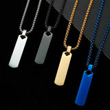 DAIIIBABYYY  -  Custom 4x1x0.5cm Stainless Steel Glossy Rectangular Pendant Necklace for Men Women Simple Popular Street Party Punk Jewelry Gift