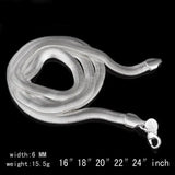 Daiiibabyyy Flat Necklace Silver Color Snake Chain Men Gift Jewelry Various Length Soft Snake Bone Flat Snake Necklace For Women Men