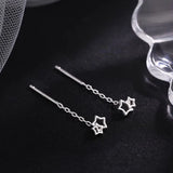 Daiiibabyyy 925 Sterling Silver Star Drop Earring for Women Girl Tassels Hollowing Out Versatile Jewelry Gift Dropshipping