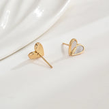 Daiiibabyyy Simple Small White Shells Heart Stud Earrings Women Cute Girls Korean Style Love Earring Birthday Party Jewelry Wholesale