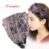 DAIIIBABYYYY  -  Wide Women Hairband Solid Lace Turban Solid Elastic Hair Bands Hair Accessories Headband for Women Girls Headdress